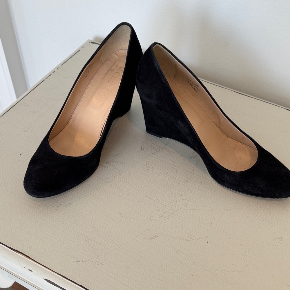 J Crew Black Suede Wedge Pumps - Women's Dress Heels